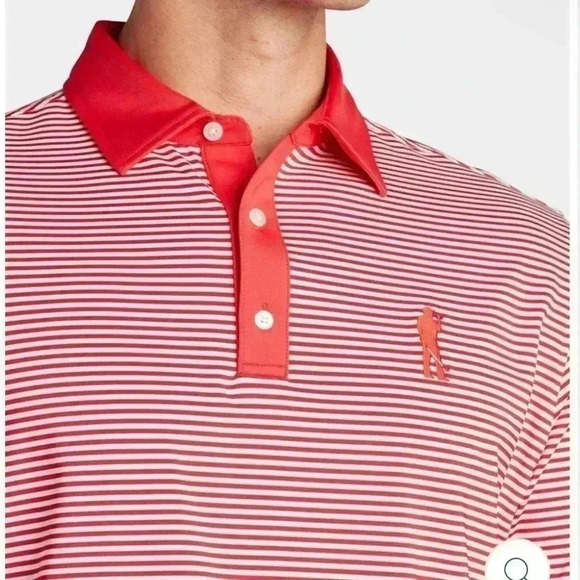 USAG U Suck At Golf Polo Shirt Mens Medium Red Stripe Beer Performance Stretch - Picture 2 of 7